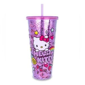 Sanrio 32 oz Hello Kitty Rainbow Glitter Sparkle Travel Cup Tumbler with Straw
